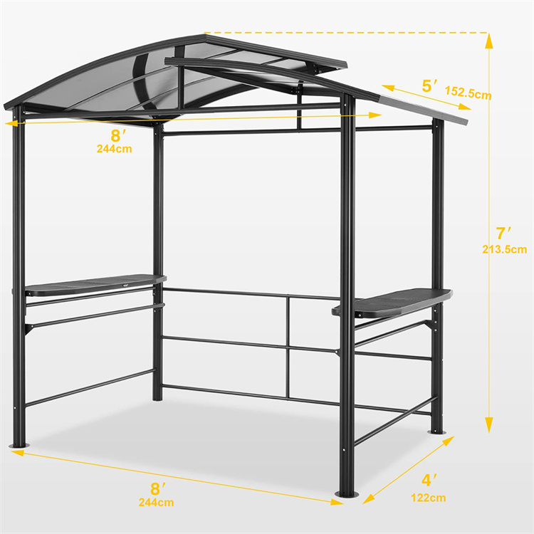 8' x 5' BBQ Patio Canopy Hardtop Gazebo