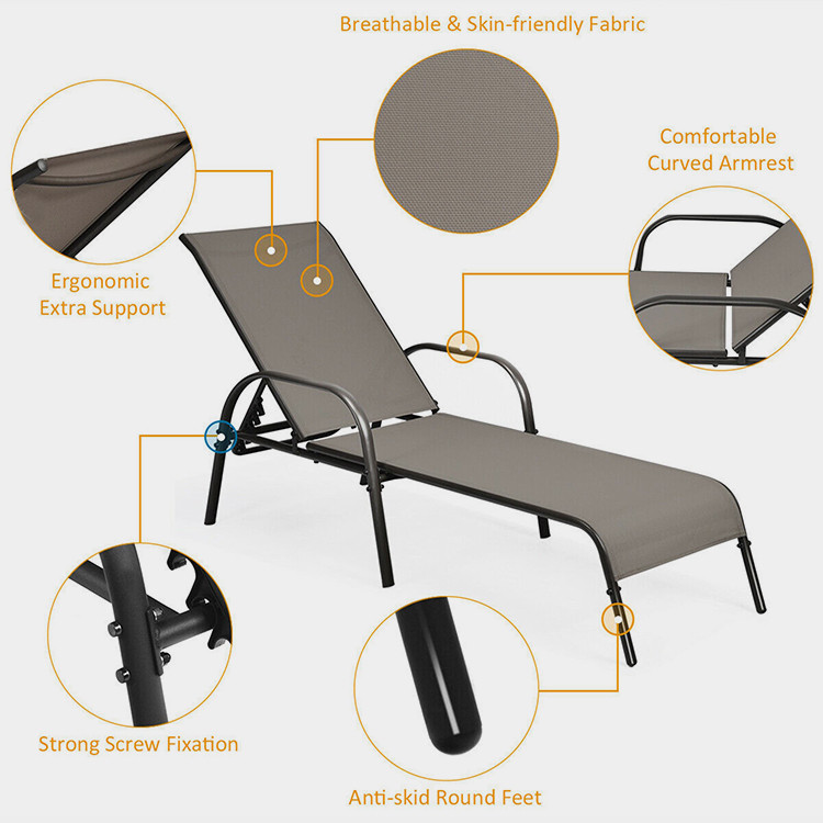 Outdoor Adjustable Chaise Lounge Chair