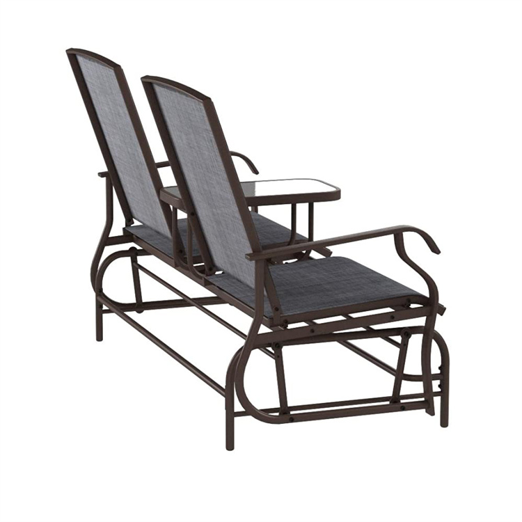 Double-Seat Glider Bench with Center Table