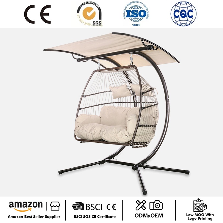 2 Person Hanging Swing Wicker Egg Chair