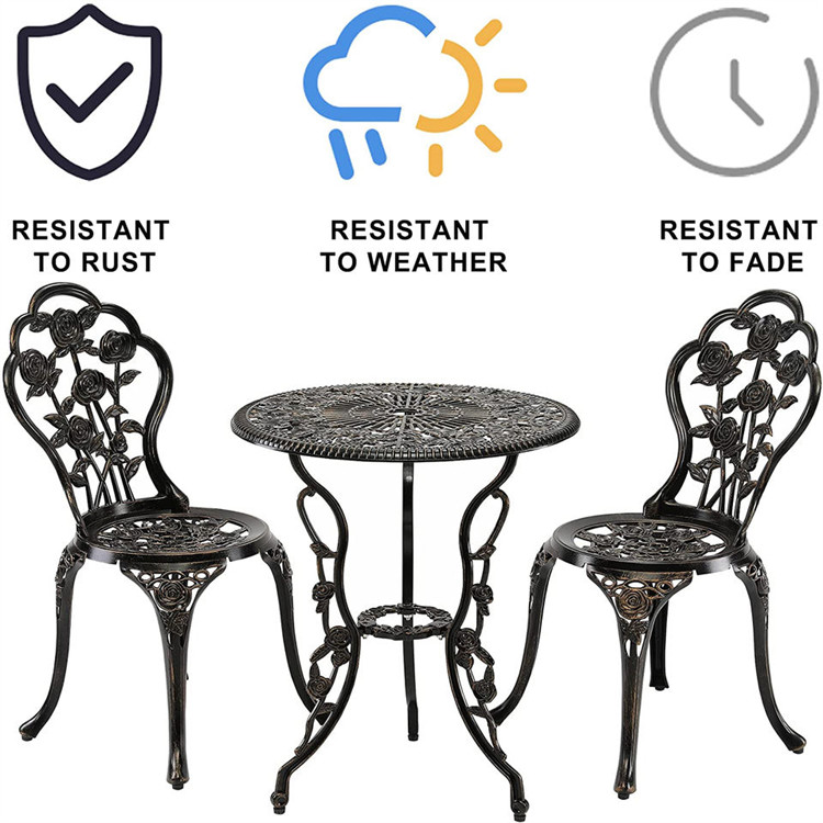Cast Aluminum 3 Piece Bistro Set